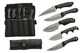 SZCO Supplies 5Pc Skinning Knife Set with pakkawood handles and Black Nylon sheath